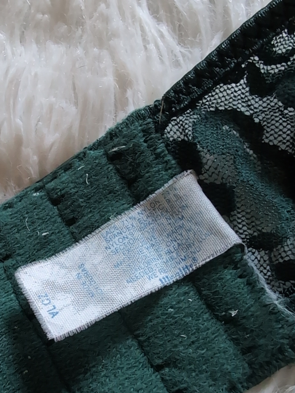 90s Vintage Lily of France Green Satin & Lace Unlined Bra w/ Underwire 36D - Picture 8 of 10